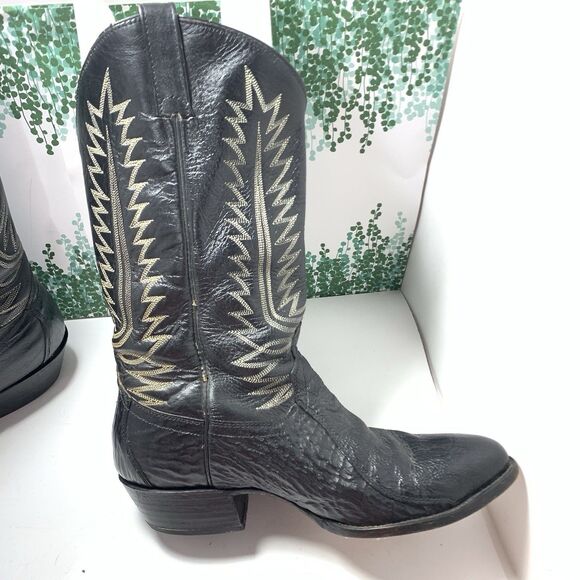 Cowtown Vintage Black Exotic Embroidered Leather Cowboy Mens 9D main image 9